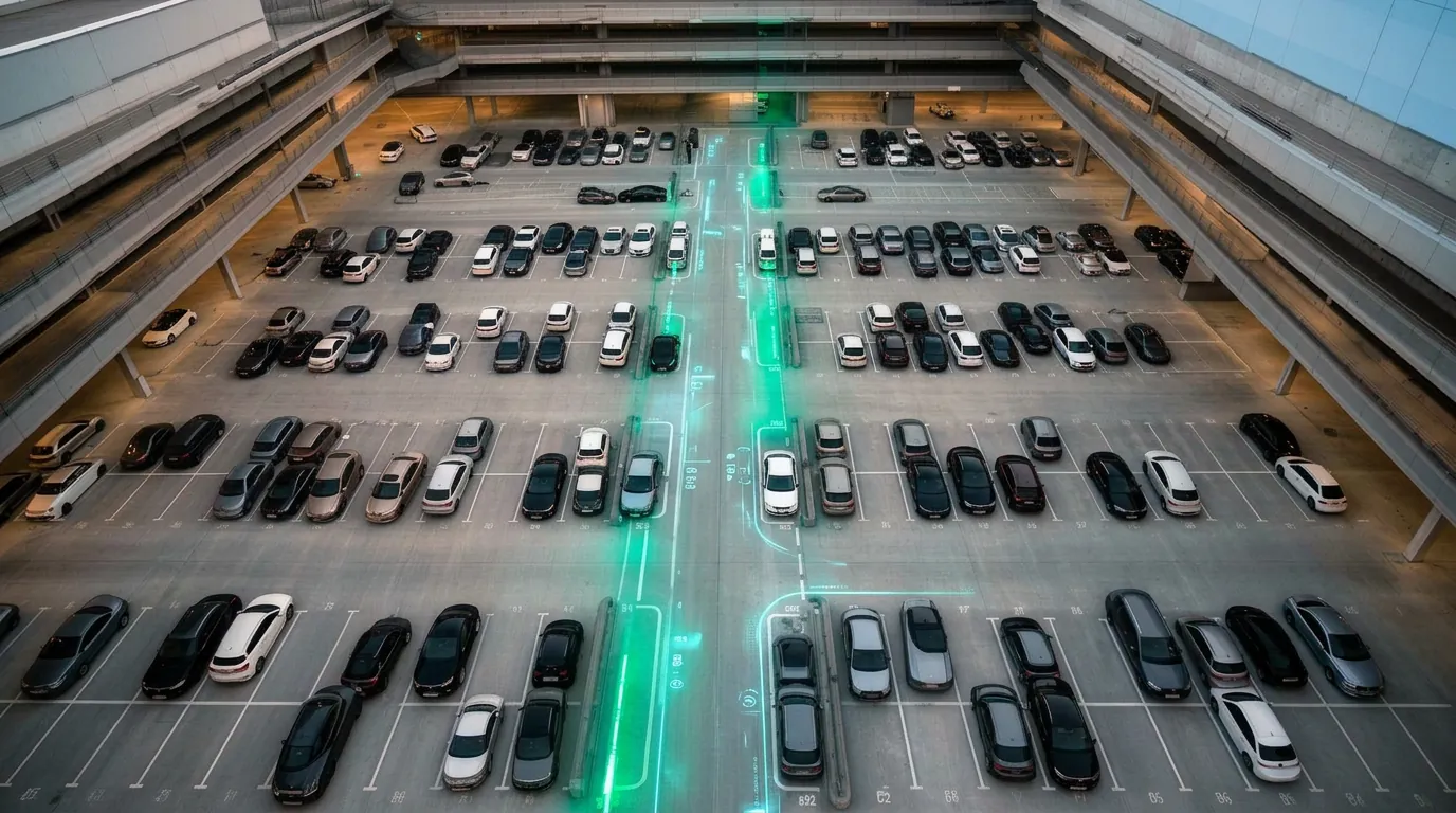 Aerial view of a Kerb-enabled car park